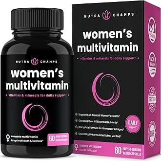 NutraChamps Women's Daily Multivitamin Supplement - Vegan Capsules with Biotin, Vitamins A B C D E K, Calcium, Zinc, Lutein, Magnesium - Premium Multimineral Multivitamin for Women