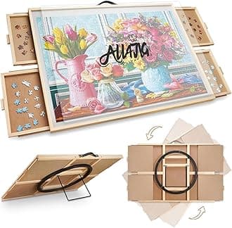 ALL4JIG 2000 Pieces 2-in-1 Tilting & Rotating Puzzle Board, 40.16" x 28.5"Adjustable Angle Puzzle Board with 4 Drawers & Clear Protective Cover, Birthday Gift for mom