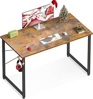 Casaottima 40 Inch Small Computer Desk for Home Office, Study Writing Table for Small Spaces, Simple Modern Desk with Headphone Hooks, Rustic Brown