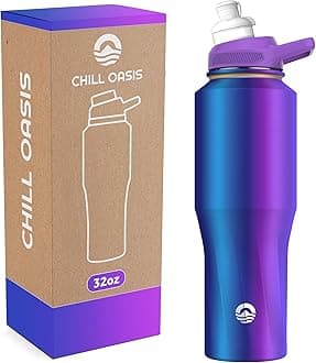 Water Bottle | Compatible With Popular Flavor Cartridges | BPA Free, Leak Proof, Double-Walled Vacuum Insulated Stainless Steel, and Dishwasher Safe | Cold for 24 Hours (Aura, 32oz)