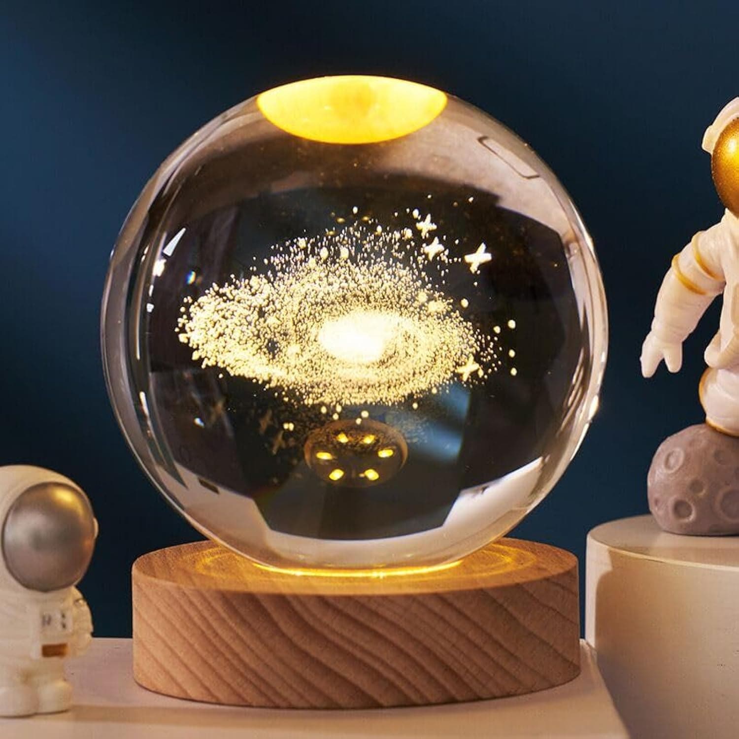 3D Starry Night Light, 8.5cm Galaxy Crystal Ball, Touch Switch LED, Home Decor Gift (SJQ-011-YINHE-SE)