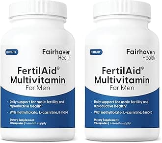 Fairhaven Health FertilAid for Men Fertility Supplements for Men Two Month Supply | Count, Motility Support Pre-Conception for Him | Male Fertility Support Includes L-carnitine, Zinc | 2 Bottles