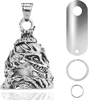 vvag Motorcycle Bell Durable Guardian Angel Bell Hanger Biker Bell with Keychain Ring Motorcycle Accessories for Women