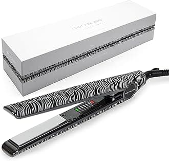 Corioliss C1 Hair Straightener for Women | Professional Titanium Plates | Ionic Flat Iron | Temperature Control 120°C to 235°C | Straightening and Waves | Travel Case | UK Plug | Zebra Silver