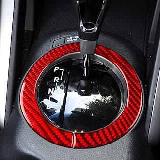 Car Automatic Gear Box Surround Ring Real Carbon Fiber Sticker Decal Compatible with Hyundai Veloster 2012 2013 2014 2015 2016 2017 Red Accessories