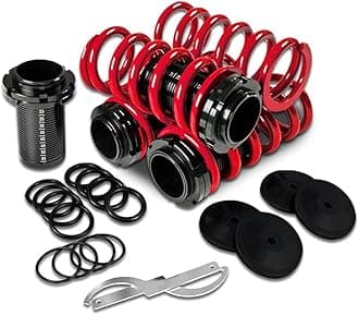 Auto Dynasty Compatible with Civic/CRX/Del Sol/Integra Aluminum Scaled Coilover Kit Set (Red Springs Silver Sleeves) - EG EK DC