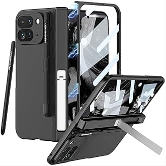 TERRIFI Case for Google Pixel 9 Pro Fold with Stylus Pen Holder and Kickstand, Screen Protector Case for Pixel Fold 9 Pro, Durable 5G Phone Case (Black)