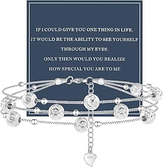 925 Sterling Silver Charm Bracelet for Women Adjustable Beaded Layered Bracelets Silver Jewelry Gift for Women Teen