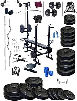 BODYFIT Athletic Home Gym KIT 20 in 1 Heavy Bench with 70 kg Weight Home Gym & Fitness kit