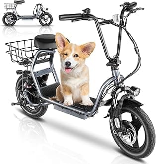 Caroma Electric Scooter for Adults with Seat, 800/1200W Motor, Max 30Miles Ranges&20Mph, 14" Fat Tire Foldable E-Scooter with Carry Basket, Dual Braking Dual Suspension, 300lbs Max Load