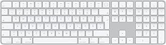 Magic Keyboard with Touch ID and Numeric Keypad: Wireless, Bluetooth, Rechargeable. Works with Mac Computers with Apple Silicon; German - White Keys