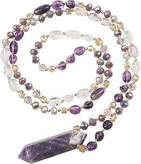 Long Necklaces for Women Boho, Oval Waterdrop Turquoise Pendant, Natural Ston...