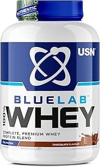 Blue Lab Whey Protein Powder, Whey Protein & BCAA, Mass Gain & Recovery, Post-Workout Shaker, Chocolate Flavor, 2 kg, NBLW11