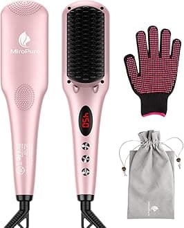 MiroPure2-In-1 Ionic Hair Straightener Brush (Golden Pink)