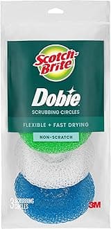 Scotch-Brite Non-Scratch Plastic Scrubbing Pads, Cleans Dishes Without Scratching, 3 Scrubbing Pads
