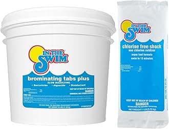 In The Swim Chlorine-Free Shock Bundle and Bromine Plus: Includes 24 x 1 Pound Bags Chlorine-Free Shock and 25 Pound Bucket of Bromine Plus - Effective Low Odor Alternative