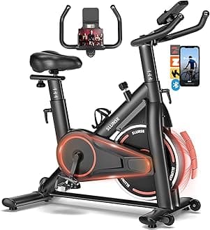 Exercise Bike, Magnetic Resistance Stationary Bikes for Home with App Compatible, Silent Indoor Cycling Bike with 350lbs Weight Capacity Comfortable Seat, Digital Monitor & Phone Mount