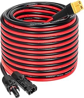 Solar to XT60 Extension Cable 10AWG 35FT Solar Connector to XT60 Adapter Cable for Solar Panel to Portable Power Station Solar Generator Battery Pack