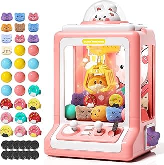 Jovow Claw Machine for Kids - Mini Vending Machine with Volume Control & Music, Electronic Rabbit Prize Dispenser Toys with 30 Prizes (Plush, Eggs), Party Birthday Gifts for Girls Age 3 4 5 6-8