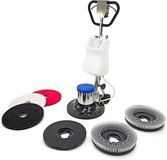 Industrial 17" Floor Buffer Polisher Machine | 1200W Heavy Duty Metal Body & Handle | Multi-Functional Commercial Floor Scrubber | Includes Full Attachment Kit