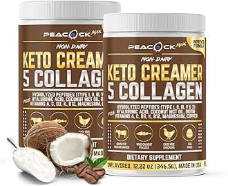Collagen Keto Creamer Powder, Coconut MCT, Peptides, Unflavored, Hydrolyzed, B12, Magnesium (24.44 Ounces (Pack of 2))