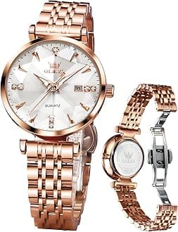 - Women Watches Simple Dress Ladies Watch Rose Gold Stainless Steel Watch Waterproof Quartz Date Luxury Diamond Small Wristwatch Fashion Analog Female Reloj Mujer Blue White Green Red Yellow Face