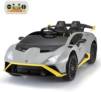 TOBBI Kids Ride on 24V Licensed Lamborghini STO Electric Car for Kids 3-8 Battery Powered Ride on Toys Lambo Sports Car with Remote Control Motorized Drift Vehicle High Speed 10km/h, Gray