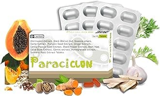 Paraciclon Ayurvedic Body Detox, Cleanse, Purification, Detoxification Support | Helps Reduce Heavy Metals, Infections, Residues, Flush Toxins & Harmful Microbes | Wormwood, Black Walnut Hull & Quassia Amara | Garlic, Pumpkin Seed, Papaya Seed & Spice Extract Blend - 30 Tablets