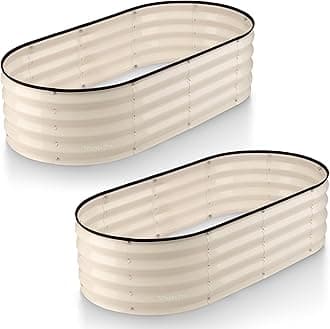 Plant & Plot Galvanized Raised Garden Beds Outdoor // 4×2×1 ft (2-Pack) Planter Raised Beds for Gardening, Vegetables, Flowers // Large Metal Garden Box (White) // Patented Tool-Free Design