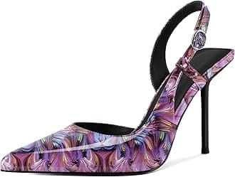 YODEKS Women's Slingback Heels Pointed Toe D'Orsay High Heel Pumps 4 Inch Shoes US Size 5-13