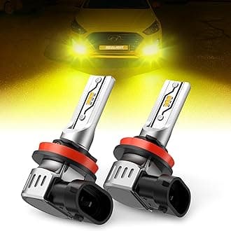 H11 Yellow LED Fog Light Bulbs, 600% Brightness 10000LM H8 H9 H16 Fog Lights or Daytime Running Lamp, 3000K Golden Yellow, Pack of 2
