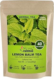 FullChea - Lemon Balm Tea Bag, 40 Teabags, 1.5g/bag - Premium Lemon Balm Herb - Melissa Officinalis - Non-GMO - Caffeine-free - Promotes Relaxation & Support Digestion, 40.0 Count