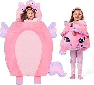 JOIEDOMI Kids Sleeping Bag 4 5 6 Year Old Girl Gifts Toddler Nap Mat with Pillow & Blanket 60" x 39" for Kids Ages 3+ Soft Plush Sleeping Mat for Preschool and Boys Girls