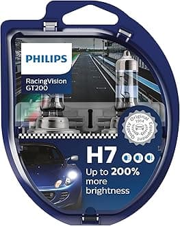 Philips Racing Vision GT200 H7 Car Headlight Bulb +200 Percent, Set of 2