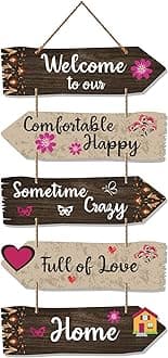 Artvibes Home Quotes Decorative Wall Art Wooden Wall Hanger For Living Room | Bedroom | Gifts | Wood Hangings For Home Decoration | Modern Decor Items | Designer Artworks (Wh 7304N), Set Of 5