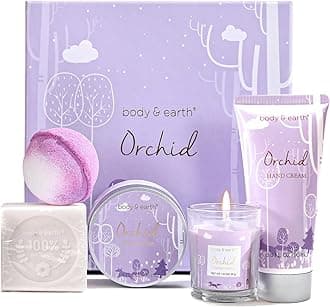 BODY & EARTH Luxury Gifts for Women, 5 Pcs Orchid Bath Spa Gift Set Includes ...