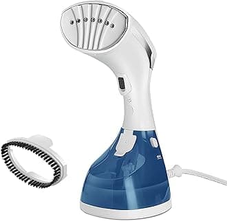 1200W Power Steam Handheld Steamer for Clothes, Extra Burst of Steam Feature, 30-Second Fast Heat-Up, Bristle Brush Attachment, White and Blue Finish