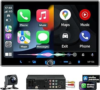 PLZ Single Din Car Stereo Wireless Apple Carplay Android Auto Radio, 10.1" Car Play Touch Screen, Bluetooth 5.3 Car Audio Receiver, 4.2 Channel 240W, Subwoofers, Backup Camera, Navigation, FM/AM, SWC