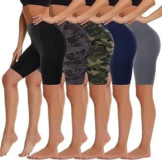 5 Pack Biker Shorts Women - 5"/8" High Waist Spandex Workout Yoga Running Athletic