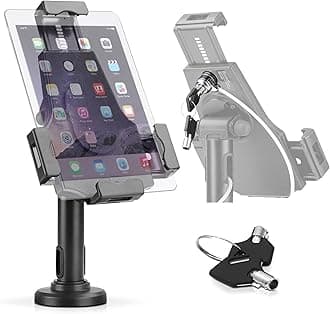 Pyle PSPADLK8 Universal Tamper-Proof Anti-Theft iPad Tablet Kiosk Stand Holder for Public Display with Cable Management, Fits Virtually All 8-10-Inch Tablets, Swivel,Black
