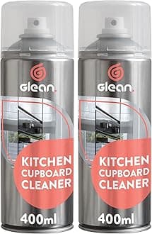 GLEAN Kitchen Cupboard Cleaner | 2 x 400 ml | Cleans & Protects High Gloss, Plastic & Laminate Cabinets | Anti-Static Foaming Spray for Cleaning Kitchen Cabinets | Streak-Free Shine