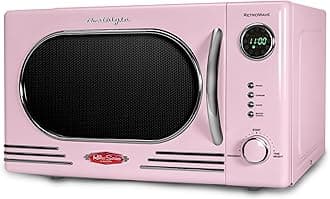 Nostalgia NRMO11PK6A Countertop Microwave Oven, 1.1 Cu. ft, Pink