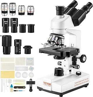 VEVOR Trinocular Compound Microscope 40X-5000X Biological Microscope Coarse and Fine Focus Precision with Platinum 2 Stage Interface for Computer or External Screen Education Research