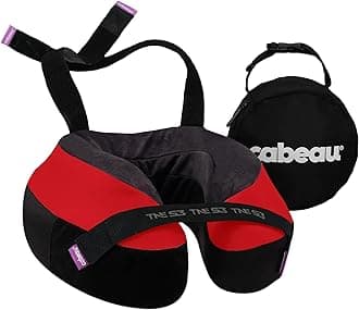 – Cabeau The Neck's Evolution, TNE S3 Travel Neck Pillow Memory Foam Airplane Pillow - Neck Pillow with Attachment Straps - 360-Degree Support for Travel, Home, Office, and Gaming - (London Red)