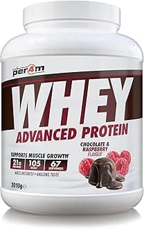Whey Protein Powder | High Protein Shake for Muscle Growth & Recovery | Low Sugar Gym Supplement | Sports Nutrition Drink + Amino Acids (2010g, Chocolate & Raspberry)