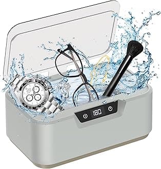 Ultrasonic Jewelry Cleaner Machine: Ring Cleaner Ultrasonic, 48Khz Sonic Cleaner for Necklaces, Eyeglasses, Watch Strap, Dentures - Digital Timer, 4 Time Modes, 304 Stainless Steel, 13.5oz