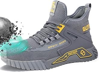 Steel Toe Shoes Men Work Safety Shoes Industrial Construction Shoes Mid Cut Industrial Boots Work Sneakers Comfortable Lightweight Safety Shoes for Work