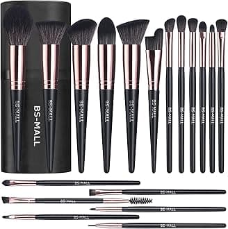 BS-MALL Makeup Brush Set 18 Pcs Premium Synthetic Foundation Powder Concealers Eye shadows Blush Makeup Brushes with black case
