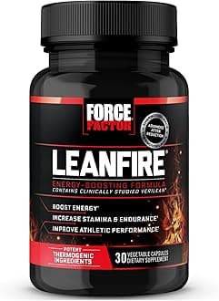 LeanFire Pre Workout Energy Pills with Green Tea Extract and Caffeine to Increase Energy, Build Lean Muscle, Black, 30 Count (Pack of 1), Package May Vary