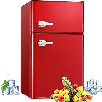 Antarctic StarMini Fridge Compact Refrigerator 3.2Cu.Ft. AC Only 15 Amp 115 Volt 60 Hz AC Low Noise Large capacity Storage of Beverages Vegetables and Fruits (Red)